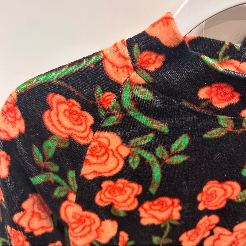 MINI RODINI ROSES VELOUR LONG SLEEVE DRESS size 3-5 - Picture 3 of 6